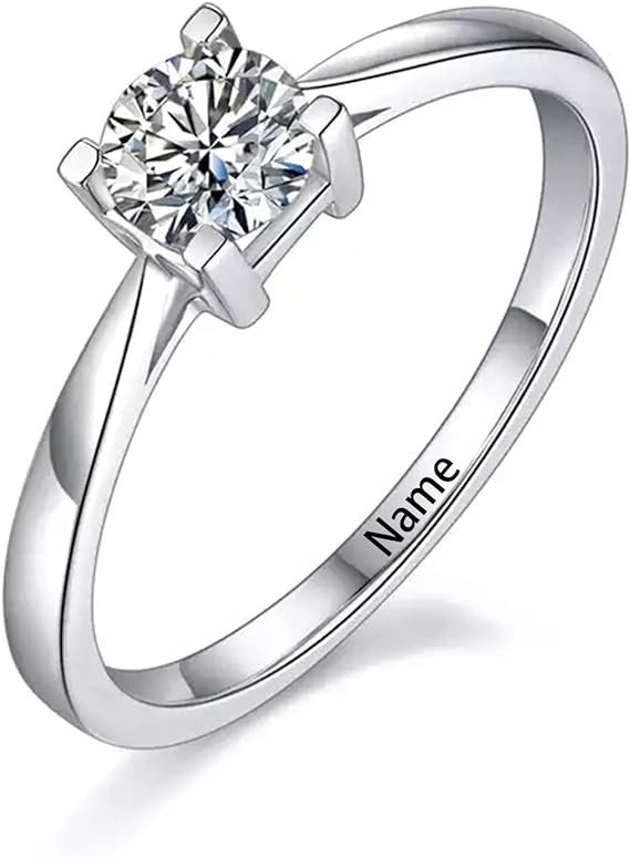 MRENITE Solid 10K/14K/18K Gold 1ct GIA Certified Diamond Engagement Rings Round Cut Ring Solitaire Promise Ring Free Engraving Name Wedding Jewelry Gifts for Women (SI2-SI3 Clarity Very Good Cut)