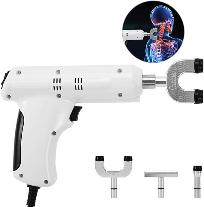 Chiropractic Tool, Spinal Massager, 3 Levels Manual Back Massage Electric Spine Adjuster Adjusting Tool with Four Massage Heads