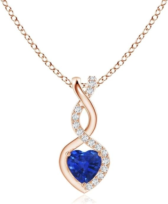 Angara Natural Blue Sapphire Infinity Heart Pendant Necklace in Sterling Silver for Women, Girls with 18" Chain | September Birthstone Jewelry Gift for Her | Wedding